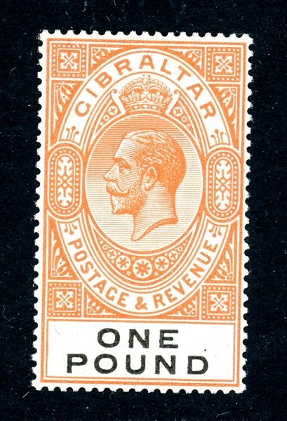 Gibraltar Scott 92 MLH VF, 1927 £1 KGV (SCV $190)