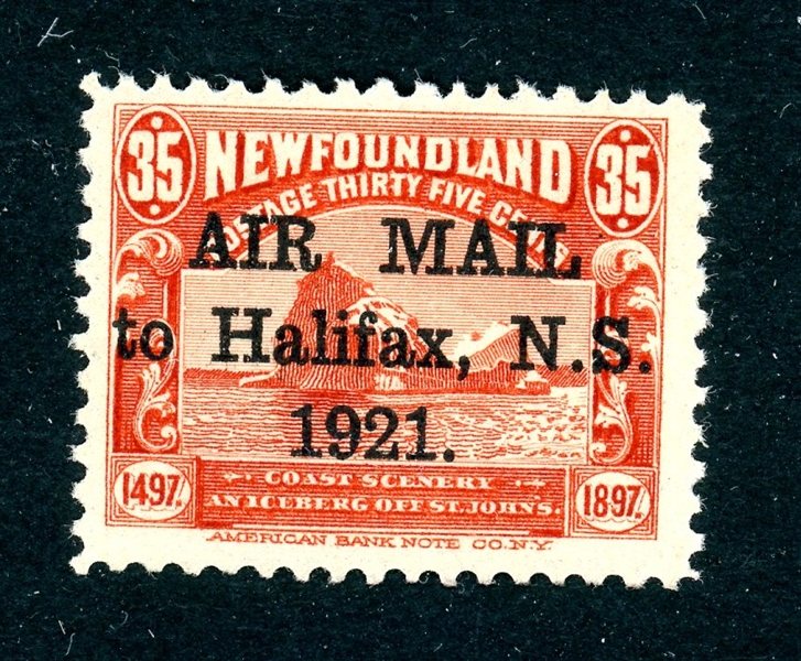 Newfoundland Scott C3b MNH F-VF, 1921 Halifax Overprint Airmail (SCV $160+)