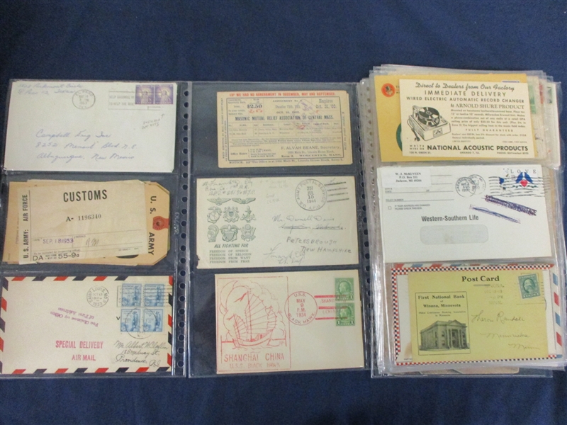 US Postal History Lot, About 500 Covers/Cards (Est $350-450)