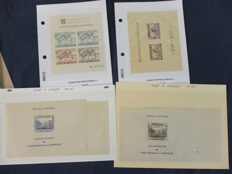 Spain - Civil War Era Unused Souvenir Sheets (Est $150-200)