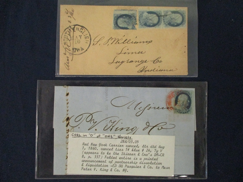 USA 19th Century Cover Group with 1c Frankings (Est $150-200)