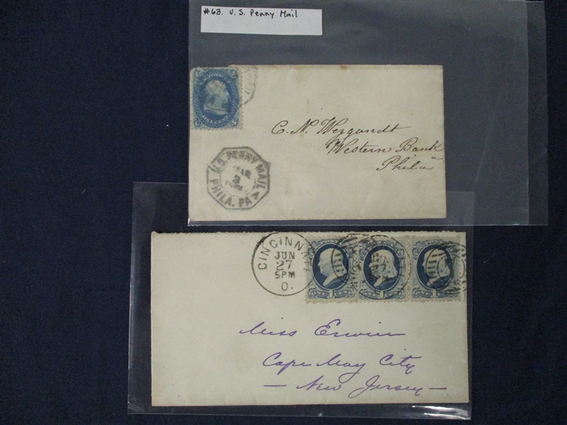 USA 19th Century Cover Group with 1c Frankings (Est $150-200)