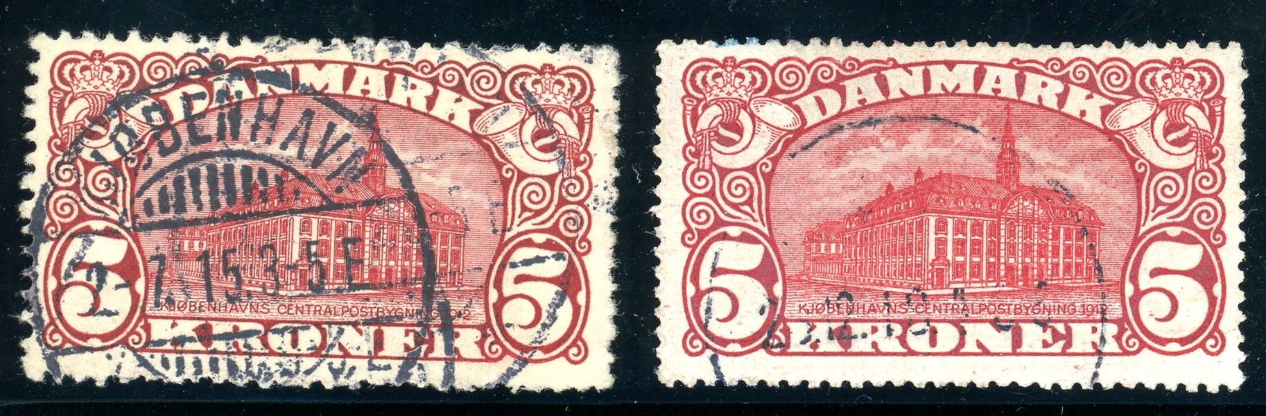 Denmark Scott 82, 135 Used, Both Watermarks (SCV $350)
