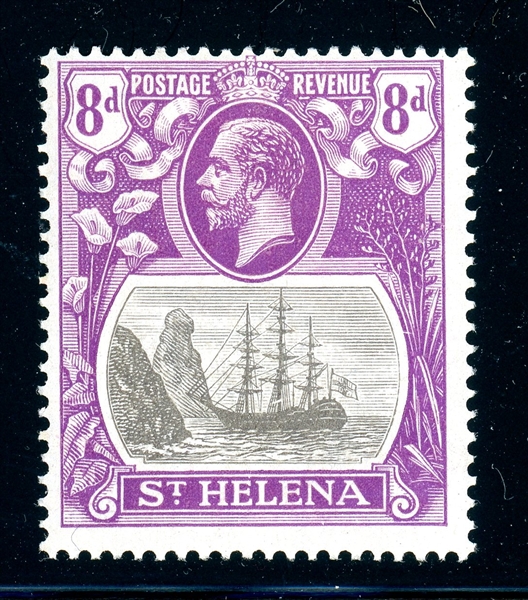 St. Helena SG 105a MLH, Broken Mainmast Variety (SG £200)