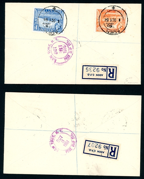 Aden Scott 36-46 on Two Registered Airmail First Day Covers (Est $50-100)