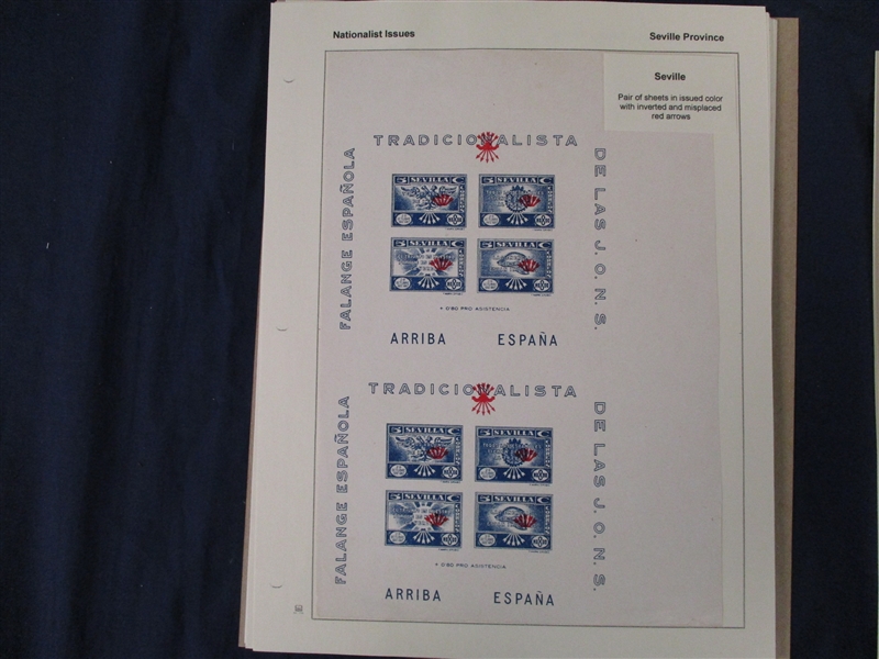 Local Tax Stamps of the Spanish Civil War Exhibit (Est $500-750)