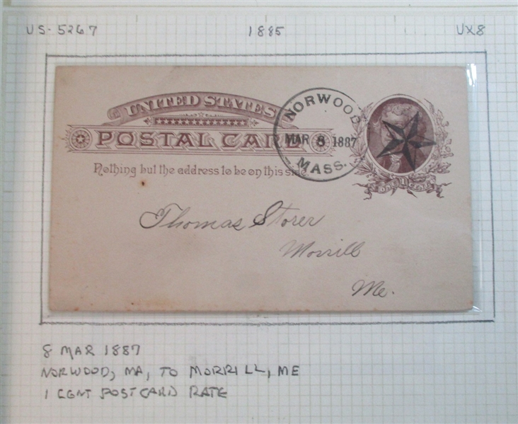 US 19th Century Cover and Postal Card Accumulation (Est $300-400)