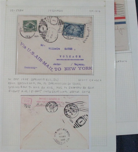 US Postal History - Early Airmail Related Covers (Est $150-200)