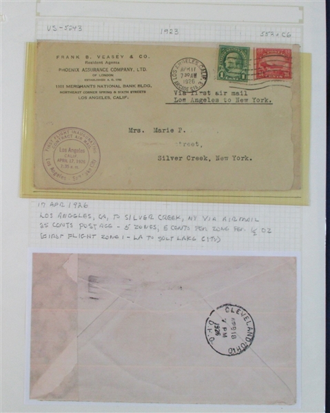 US Postal History - Early Airmail Related Covers (Est $150-200)