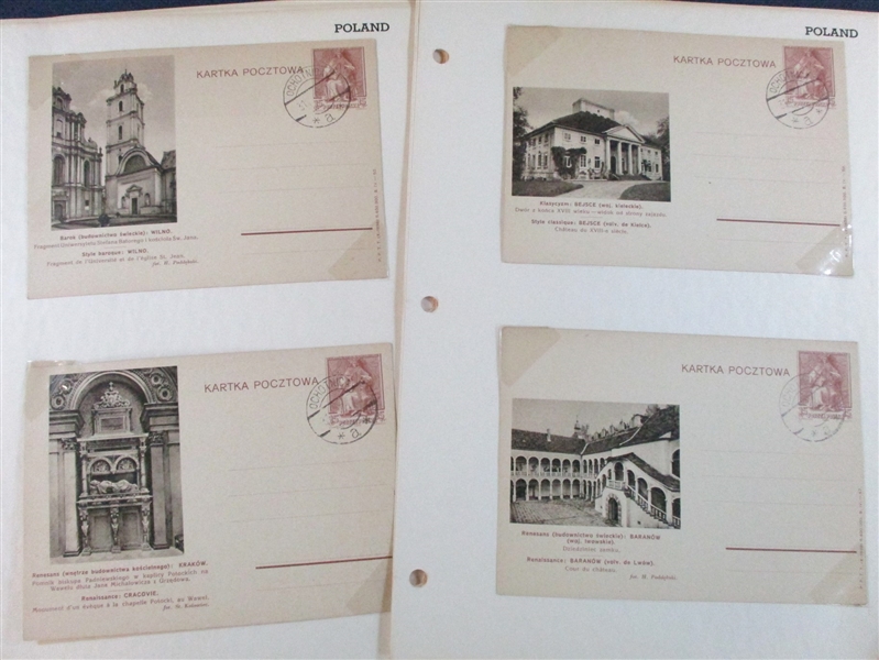 Poland Late 1930's Picturesque Postal Cards (Est $50-80)