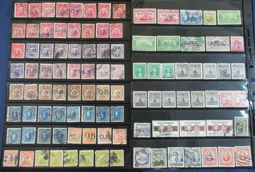 Philippines Large Group of O.B. Overprints (Est $90-120)