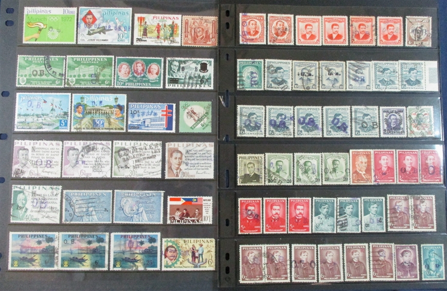 Philippines Large Group of O.B. Overprints (Est $90-120)