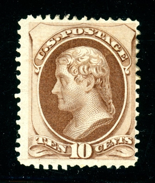 USA Scott 150 Unused Fine, 1870 10¢ Jefferson with 2023 Crowe Cert (SCV $800) 
