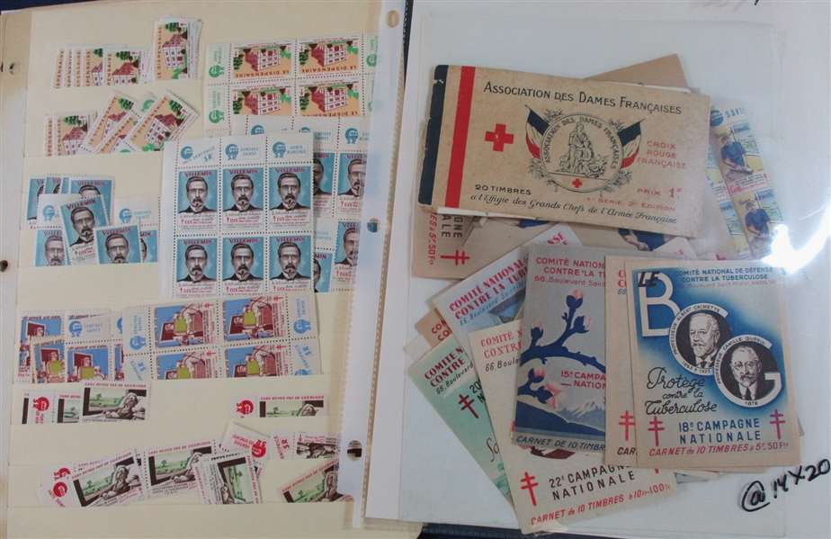 France Anti-TB Booklets and Stamps, 1930-50's (Est $100-200)