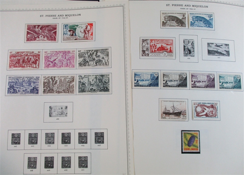St Pierre et Miquelon Mint Collection on Minkus Pages, 1942-2014 (SCV $3500+)