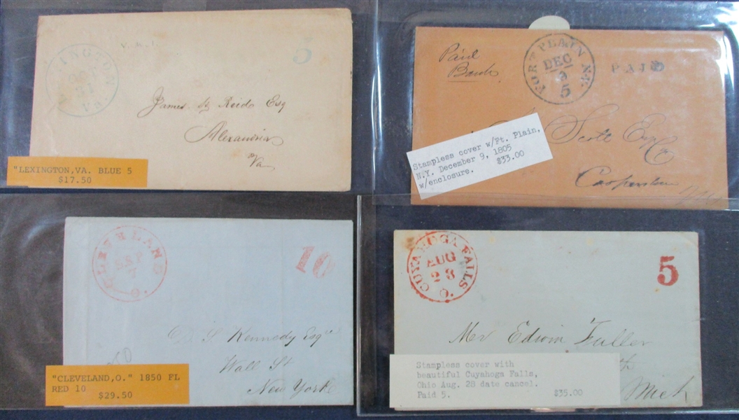 USA Stampless Cover Lot, 28 Different (Est $275-350)