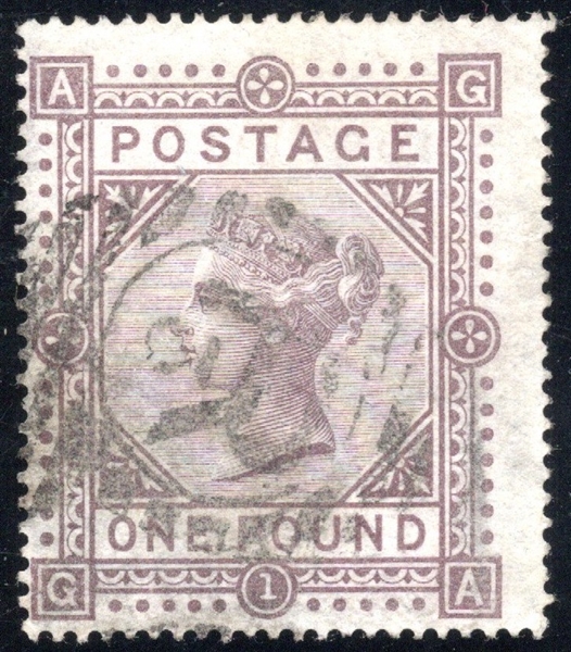 Great Britain Scott 75 Used Fine 1878 £1 Victoria (SCV $4500)