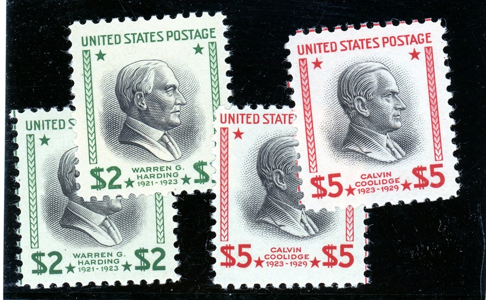 USA Scott 833-834, MNH, Qty 2 of Each, F-VF - Harding and Coolidge (SCV $180)