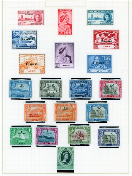 Aden Mostly Mint Collection on Homemade Pages (Est $90-120)