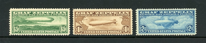 USA Scott C13-C15 Zeppelins Unused, Fine (SCV $1060)