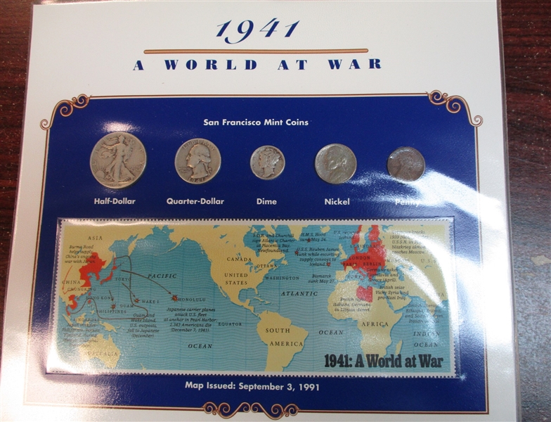 World War II US Coin and Stamp Panels