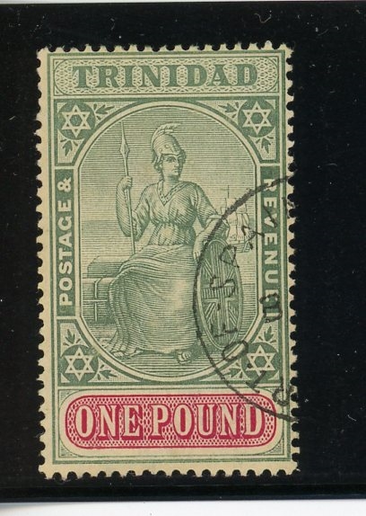 Trinidad Scott 102 Used, Fine, Britannia £1 Value (SCV $400)