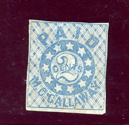 Confederate Postmaster Provisional Scott 56X1 Unused, Fine (SCV $100)