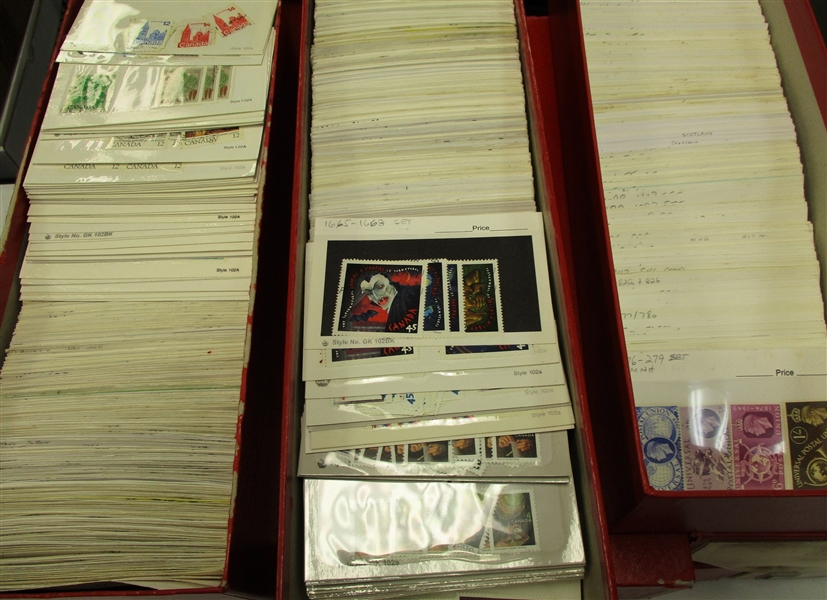 1000's of Stamps in 12 Dealer Red Boxes - OFFICE PICKUP ONLY!