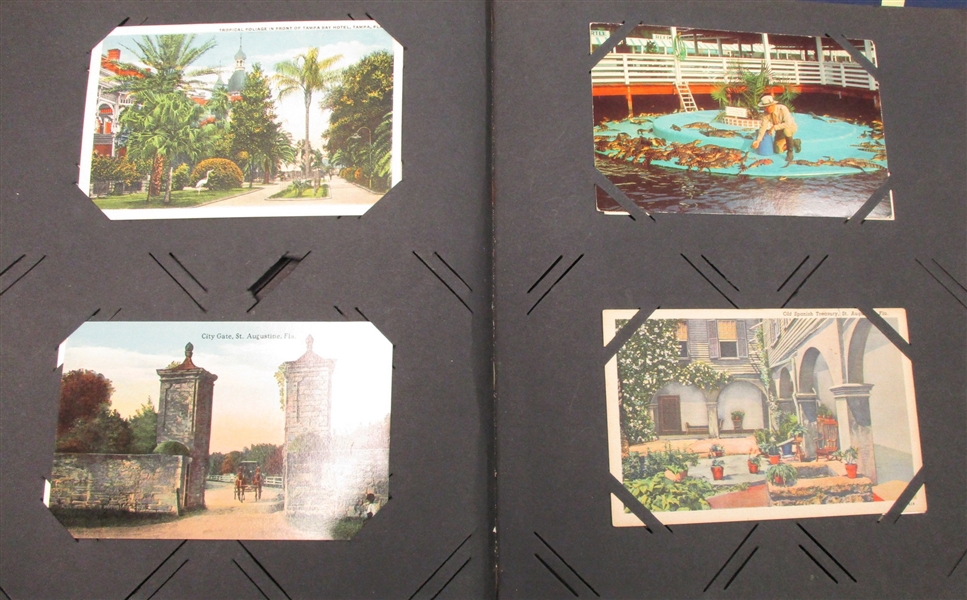 A Pair of Vintage Postage Albums Holding 375 Cards (Est $175-200)
