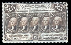 USA Scott PC3, 25c Jefferson, Postage Currency, VF (SCV $240)