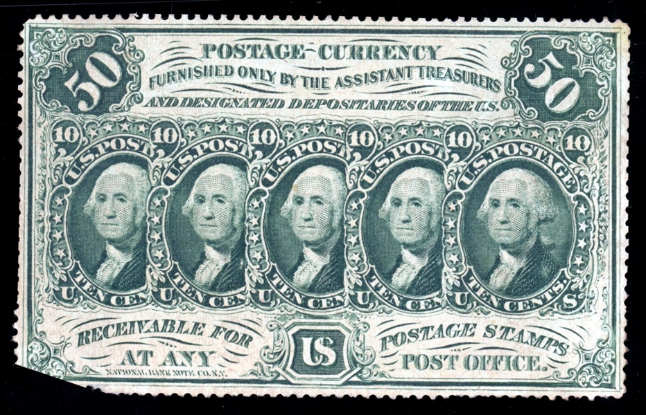 USA Scott PC4, 50c Washington, Postage Currency, Fault (SCV $325)