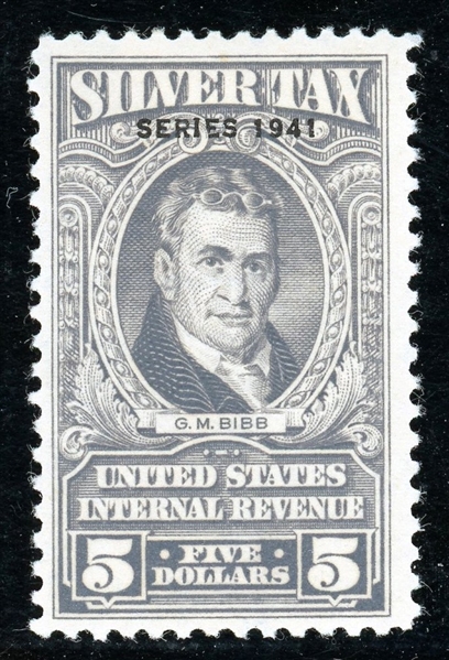 USA Scott RG74 MH F-VF, $5 Series 1941 Silver Tax (SCV $325)