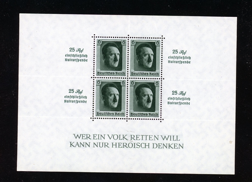 Germany Scott B104 MNH F-VF, 1937 Hitler Souvenir Sheet (SCV $240)