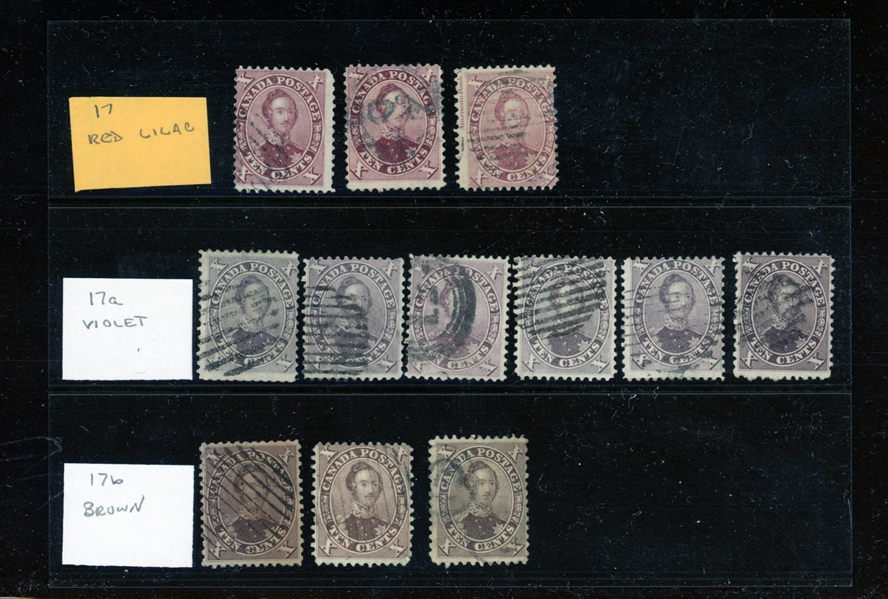 Canada Scott 17, 17a, 17b Used in Quantities (SCV $1905)