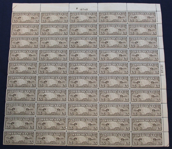 USA Scott C7-9 Mint Complete Set in Full Sheets of 50 (Est $350-500)