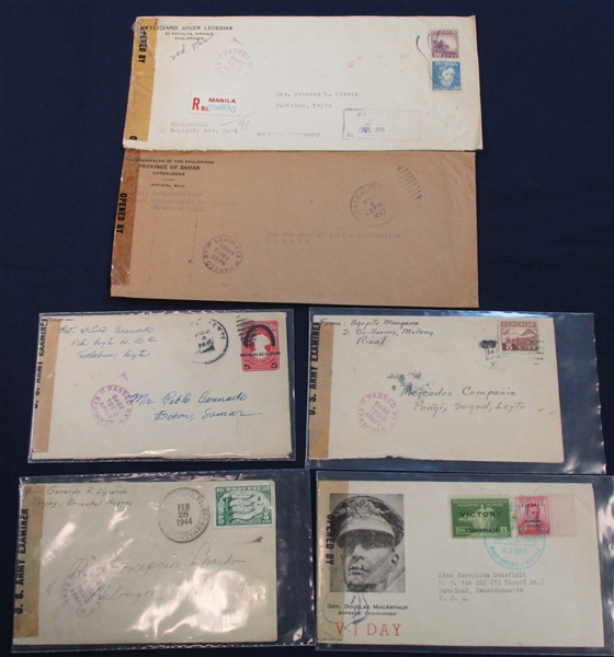 Philippines WW2 Censored Cover Group (Est $100-150) 