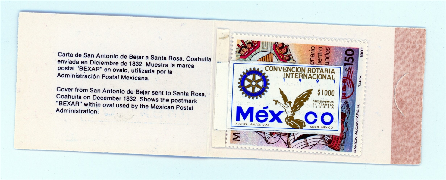 Mexico Scott 1698 Complete Booklet - Texpex '91 Overprint - Columbus (Est $250-300)