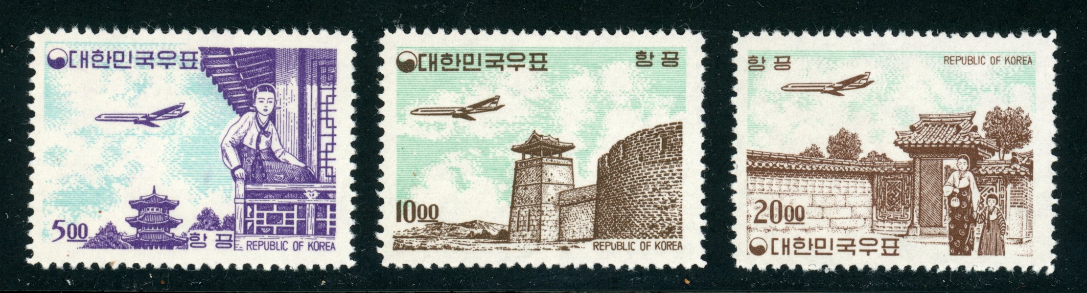 Korea Scott C27-C29 MNH, Airmails (SCV $337.50)