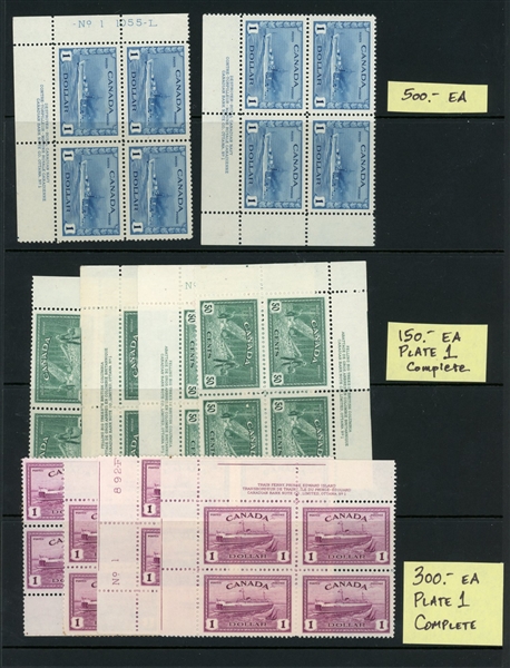 Canada Better Mint Plate Blocks (UTC $4700)