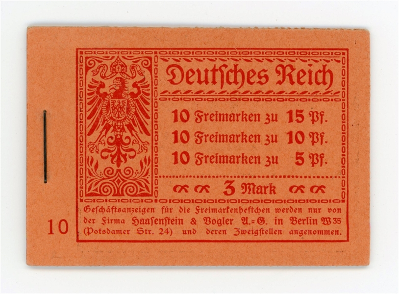 Germany Michel MH12 Complete Booklet, 1919 (€300)