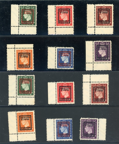 Germany WWII Propaganda Forgeries Michel 3-8 Unused, with 8 Different Sets with Overprints (Mi €4000)