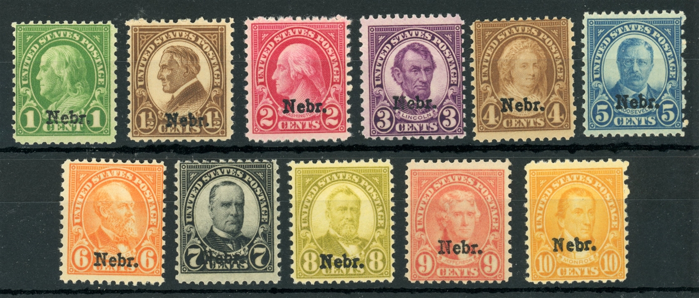 USA Scott 669-679 MNH Complete Set, Nebr. Overprints (SCV $530.50)