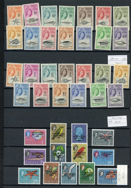 Tristan da Cunha MNH Complete Sets on Black Stock Pages (Est $150-200)