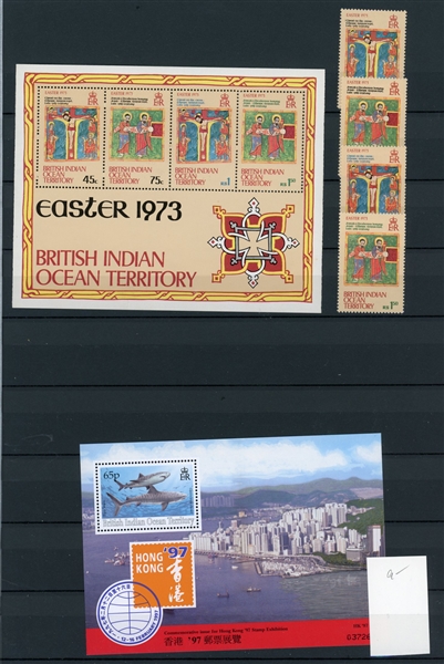British Indian Ocean Territory MNH Complete Sets on Black Stock Pages (Est $150-200)