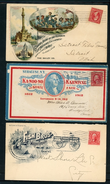 USA – 3 Different Advertising/Event Covers from Early 20th Century (Est $150-200)