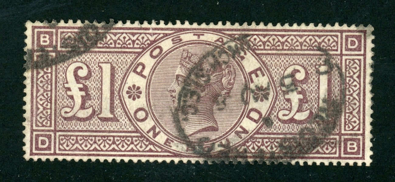 Great Britain Scott 110 Used F-VF, Brown Violet 1884 £1 Issue (SCV $3000)