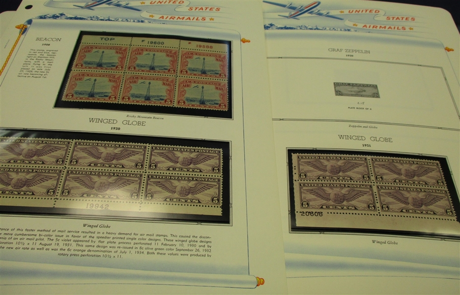 USA Airmail Plate Block Collection on White Ace to 1991 (Est $250-350)