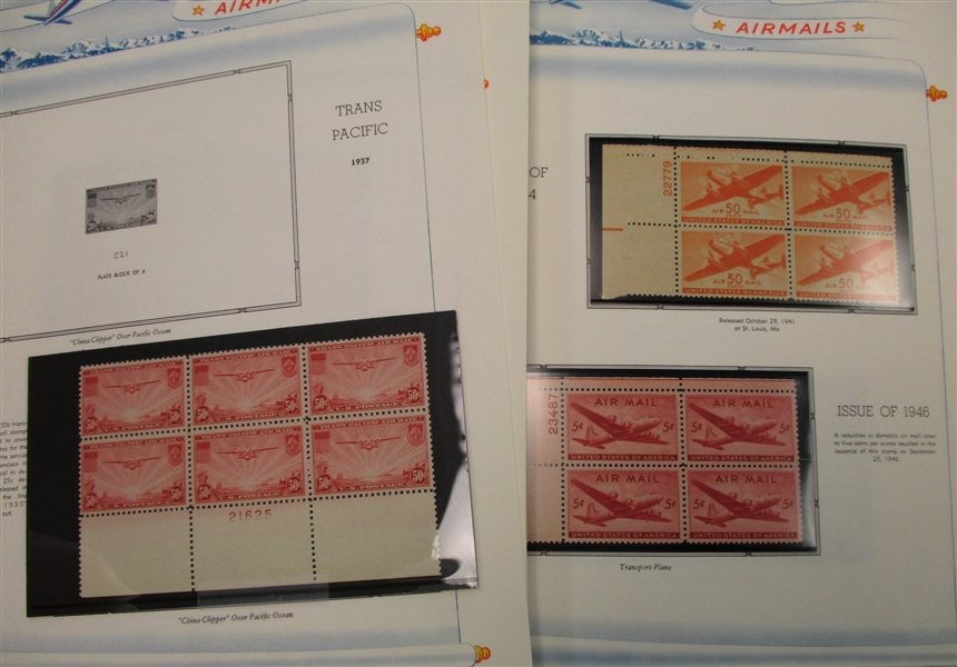 USA Airmail Plate Block Collection on White Ace to 1991 (Est $250-350)