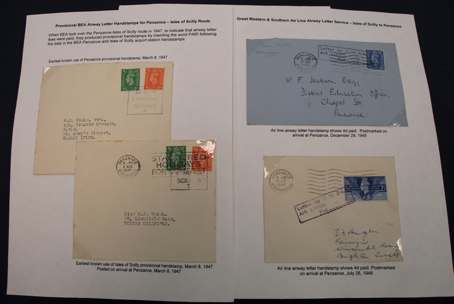 British European Airways Letter Service Cover and Stamp Exhibit (Est $200-300) 