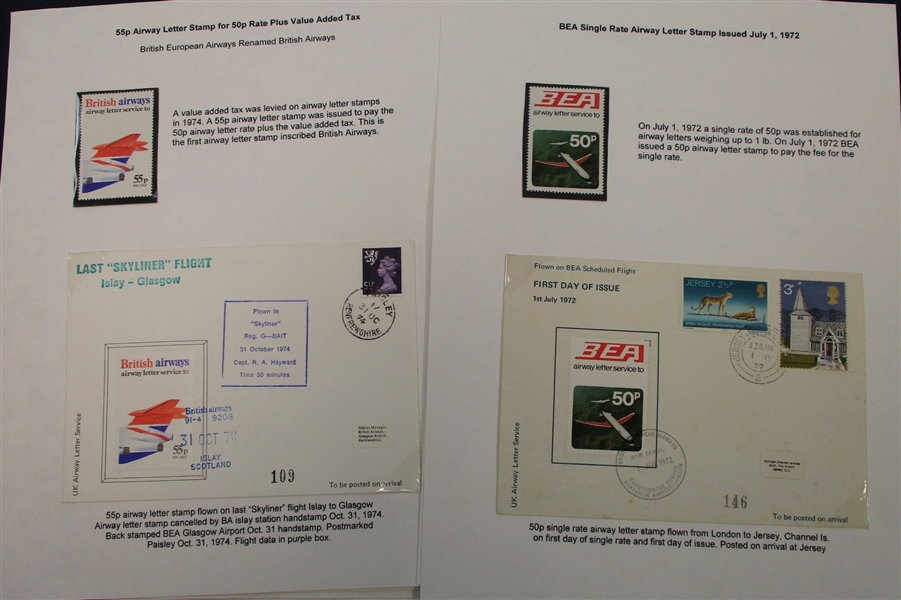 British European Airways Letter Service Cover and Stamp Exhibit (Est $200-300) 
